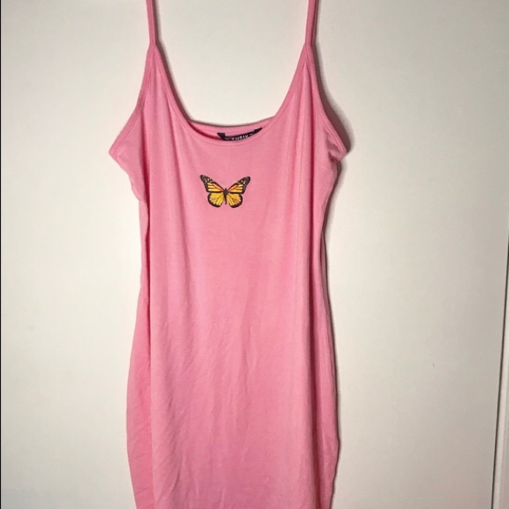 Pink Butterfly Tank Dress